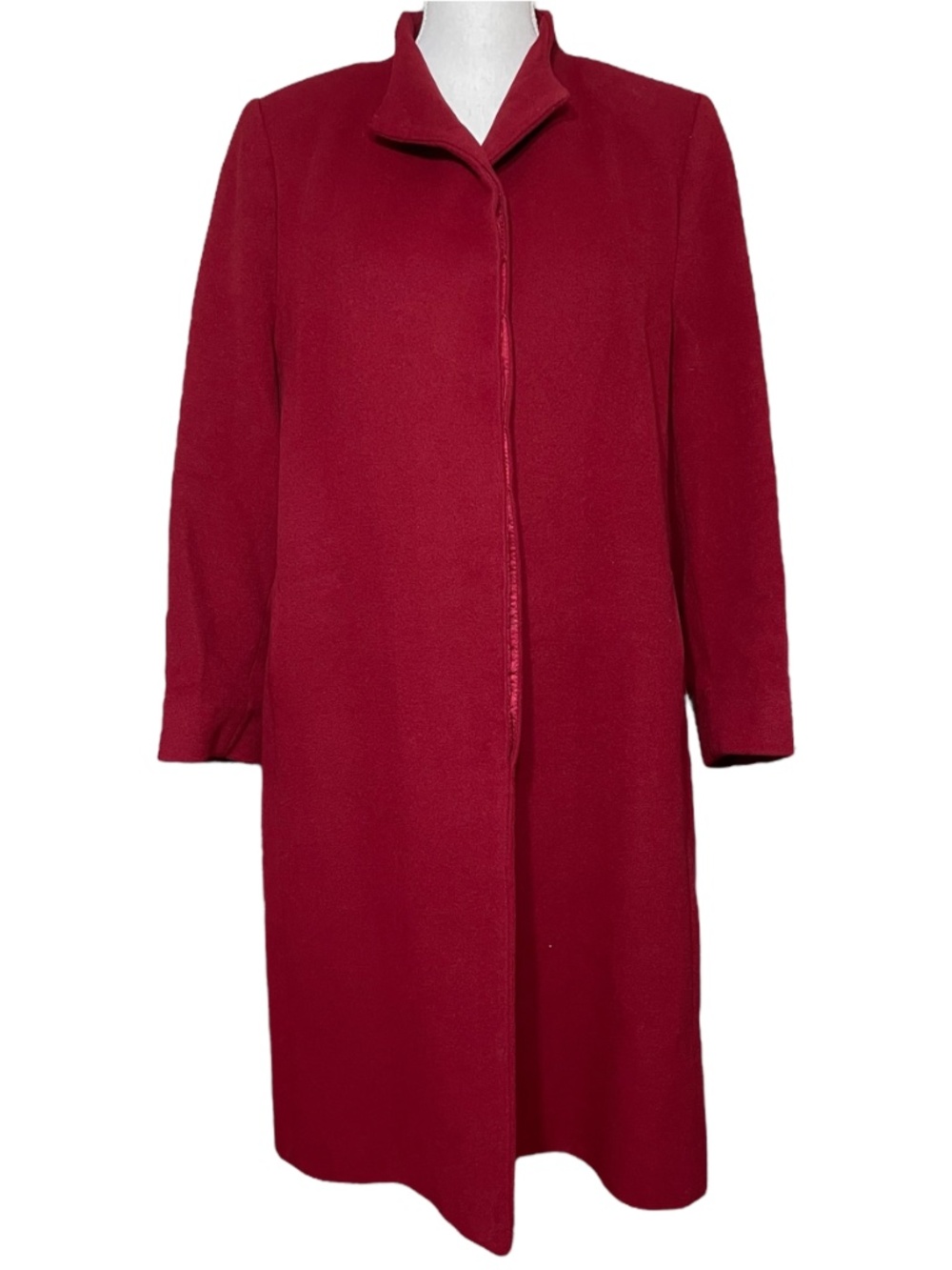 Fleurette Cashmere Coat 14 Vintage Union Made Burgundy Red Wool Long Trench